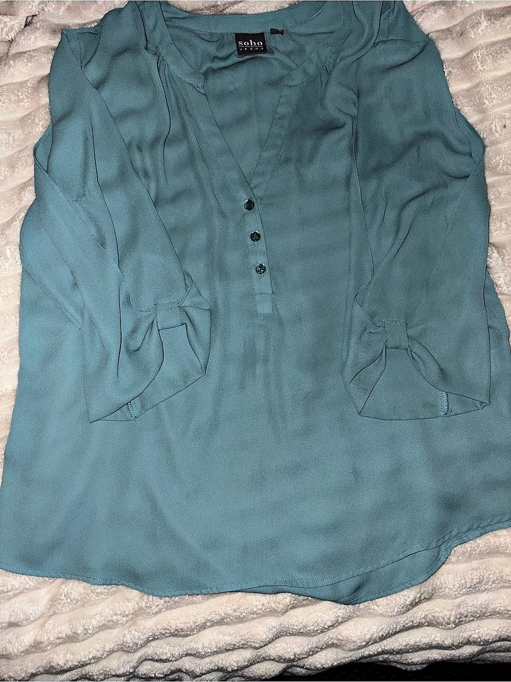 Soho Button Front Blouse in light Blue Large Like New